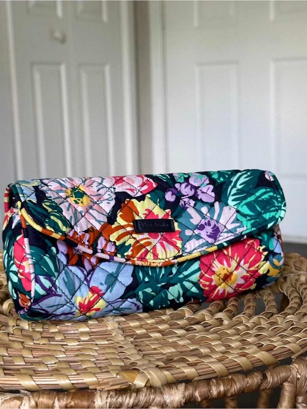 Vera Bradley Teal Floral Quilted Cosmetic Clutch
